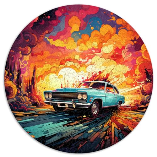 Puzzlespiel Auto Sonnenuntergang Puzzles 1000 Teile Puzzles für Erwachsene 67,5x67,5cm Puzzles Geschenke Familienaktivität Puzzles Lernspiele