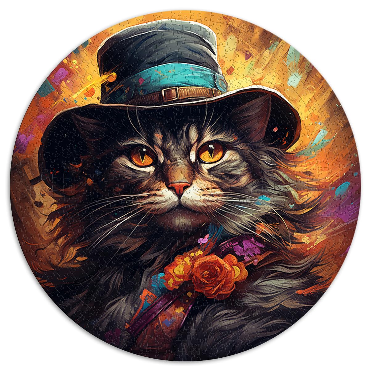 Puzzles zum Verschenken, Cowboy-Katze, 1000 große Teile, Puzzle für Erwachsene, 67,5 x 67,5 cm, Puzzle-Kunstwerk, interessantes Puzzle zur Stressreduzierung