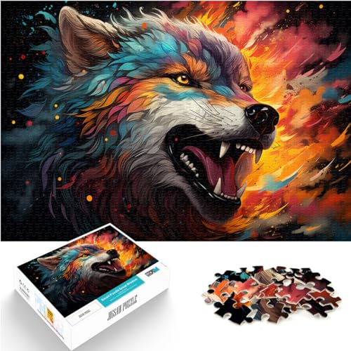 Puzzles Fantasy Wolf Malerei Erwachsene 1000 Teile Puzzle Geschenke Holzpuzzle Familienspiel Stressabbau Schwierige Herausforderung Puzzle 1000 Teile (50x75cm)