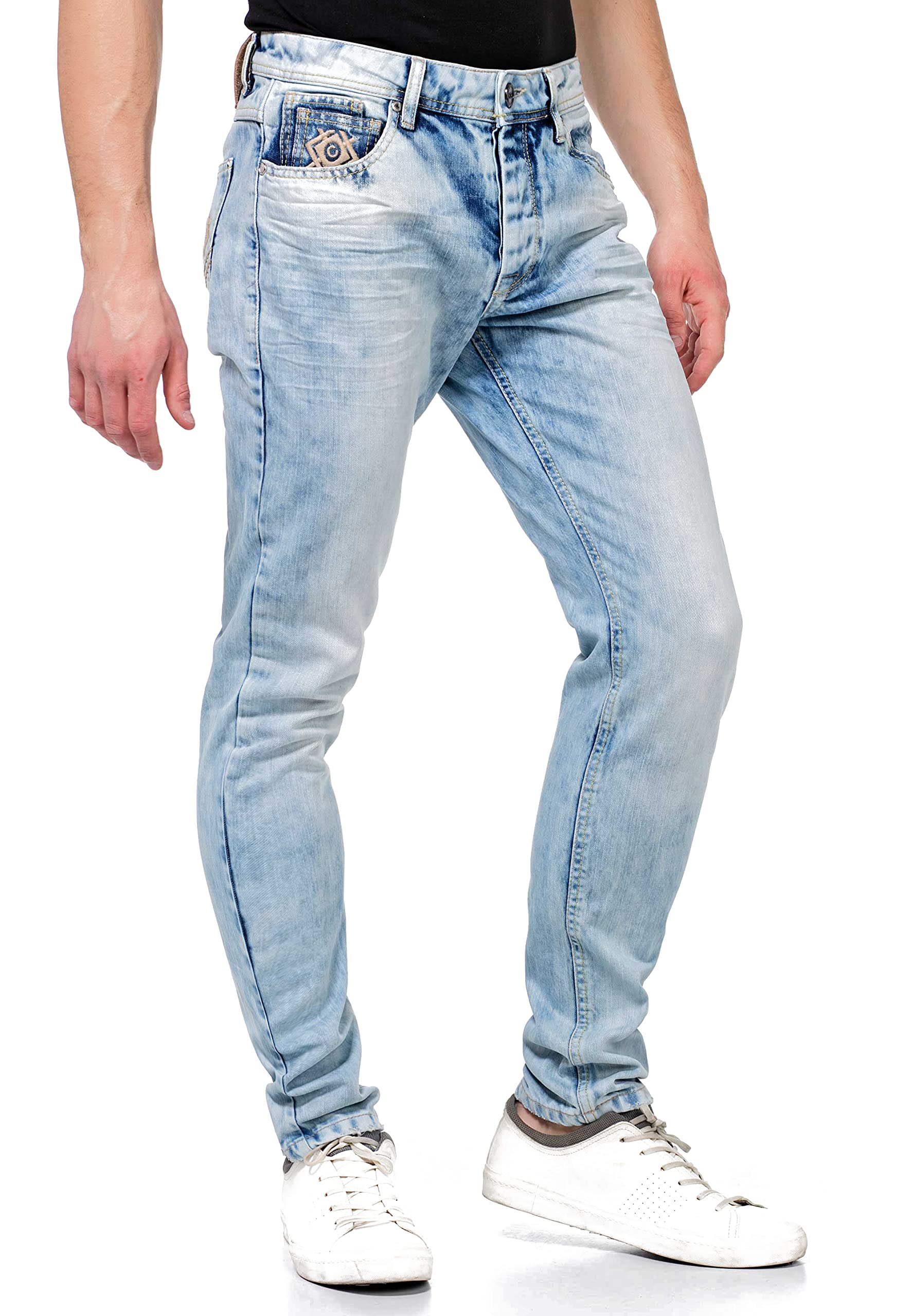 Cipo & Baxx Herren Jeans Hose Pants Freizeithose Slim Fit Denimhose Iceblue CD319X W30 L32 Blau