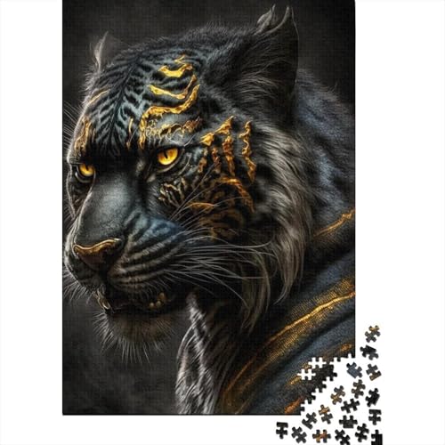 Goldtiger-Holzpuzzle für Teenager, Geschenke, Kunst-Puzzle für Erwachsene, 1000 Teile, Holzpuzzle für Erwachsene und Teenager (Größe: 75x50cm)