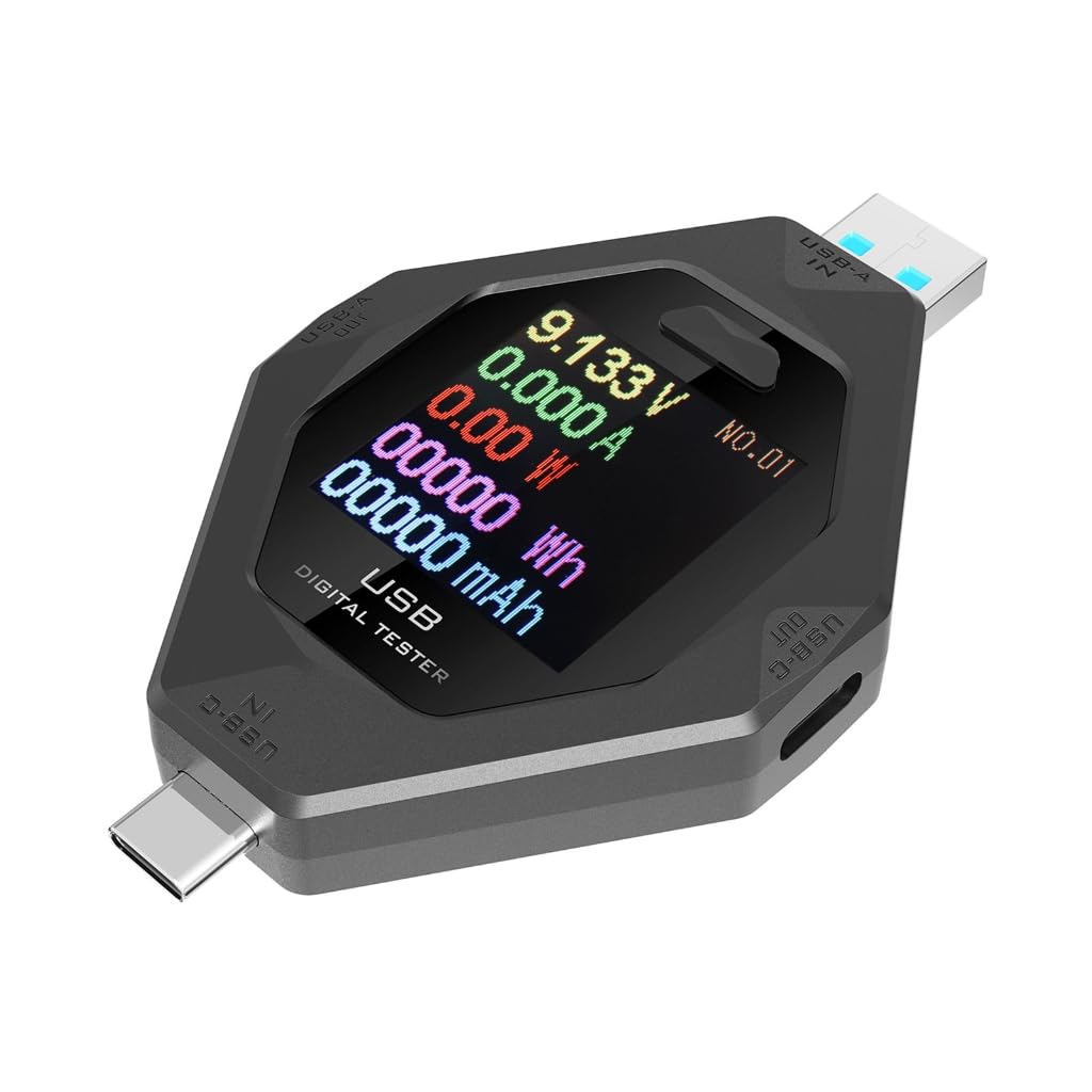 Qsvbeeqj USB C Power Tester USB C USB Tester mit einfachen Schnittstellen Hohe Genauigkeit USB C Ladetester für den täglichen Gebrauch