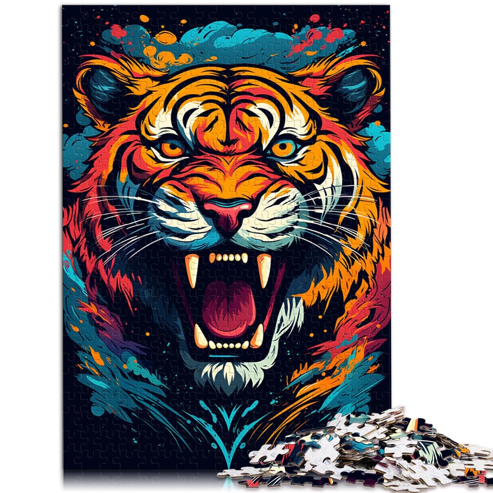 Puzzles für Puzzles Wildes Gemälde Feuertiger Puzzles 1000-teiliges Puzzle für Erwachsene Holzpuzzle für Puzzlegeschenke 1000 Teile (50 x 75 cm)