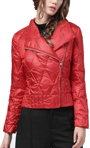 Damen-Daunenjacke, warme und leichte Daunen für Damen, Kurze und dünne Winter-Daunenjacke für Damen, Neuer langärmliger, schlanker Damenmantel, 80% Daunenanteil,Red-XXXXL