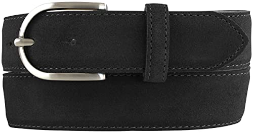 BELTINGER Damen-Gürtel aus Veloursleder 3,5 cm | Velour-Ledergürtel für Damen 35mm | Wildleder-Gürtel mit runder Gürtelschließe | Schwarz 95cm