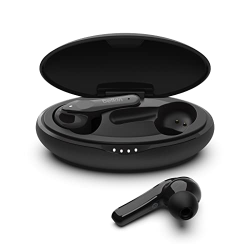 Belkin SoundForm True Wireless In-Ear-Kopfhörer (Bluetooth Ohrhörer mit kabellosem Ladecase, Schweiß- und Strahlwasserschutz nach Schutzart IPX5, tiefer Bass für iPhones, Android- und andere Geräte)