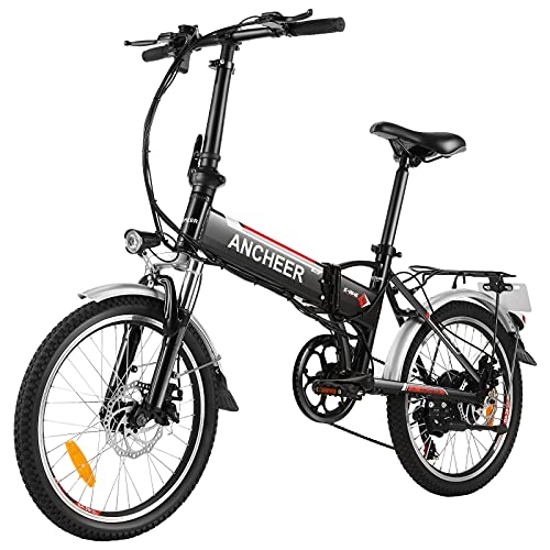 ANCHEER Klappfahrrad E-Bike Damen Herren, 20 Zoll Faltrad Pedelec Faltbares Elektrofahrrad Klapp Ebike, 8Ah Herausnehmbarer LithiumAkku 250 Watt Motor 7 Gang-Schaltung Scheibenbremse