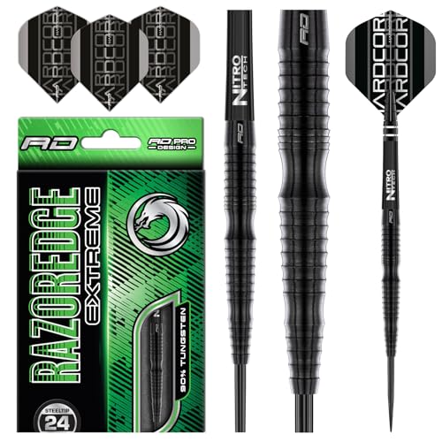 RED DRAGON Razor Edge Extreme 24 Gram Professional Tungsten Darts Set with Flights and Stems