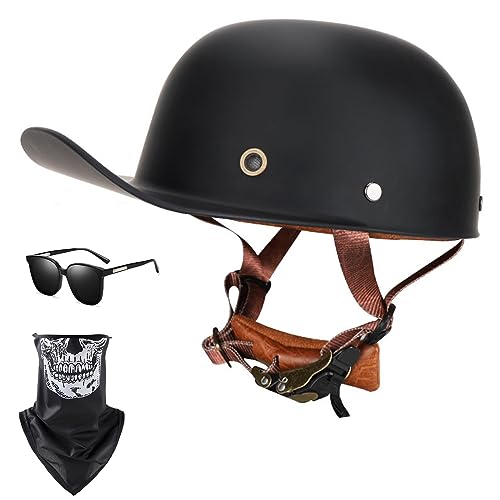 Halbschalenhelm Mit ECE-Zulassung Vintage Motorradhelm Baseball Cap Cruiser Chopper Scooter Helm Herren Retro Motorrad Halbhelm Damen Mofa Helm