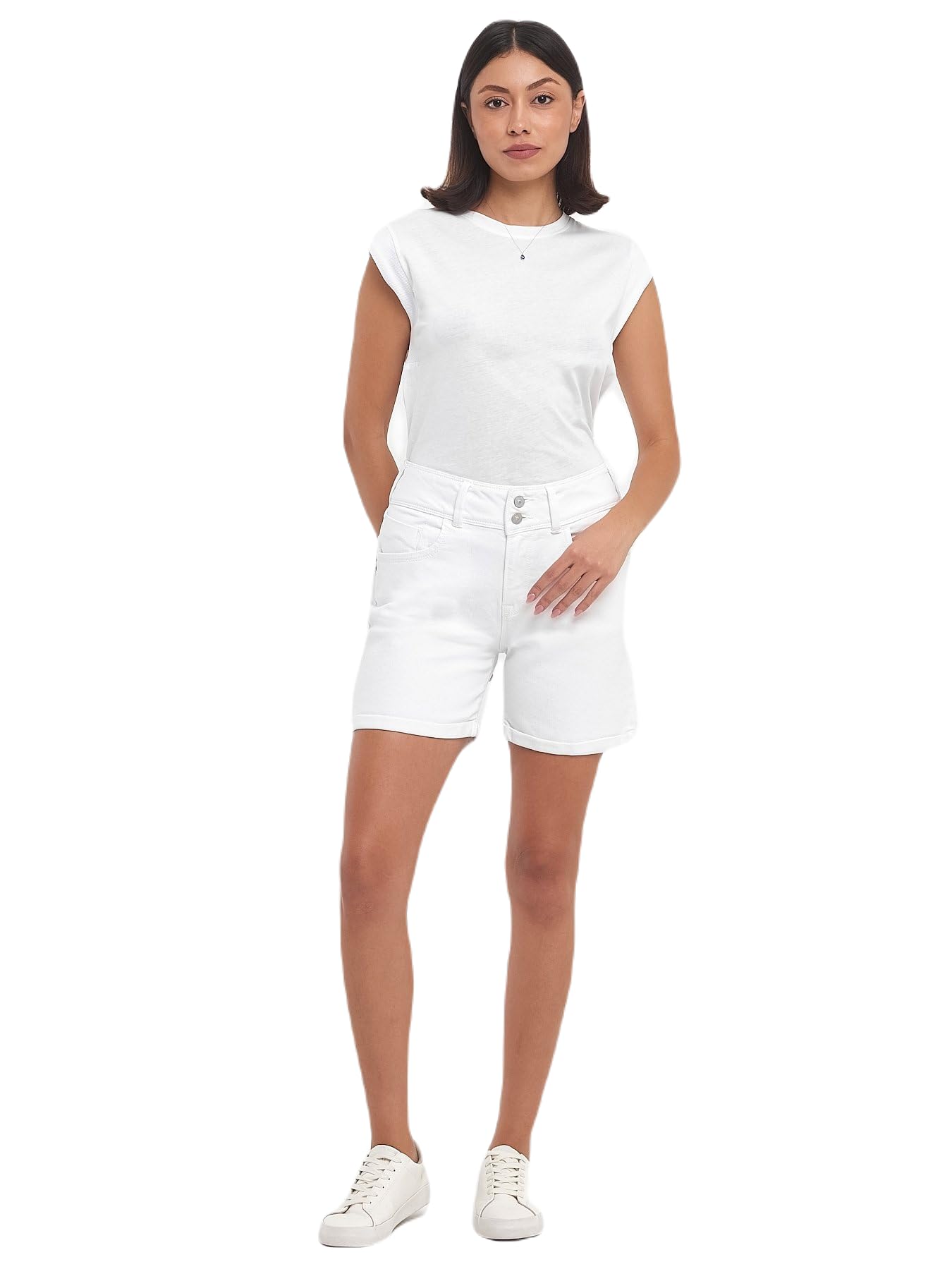 LTB Jeans Damen Rosina Jeans-Shorts, White 100, X-Small