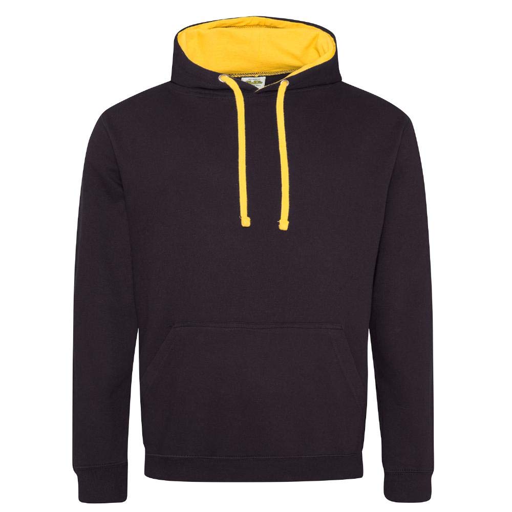 Just Hoods - Unisex Varsity Hoodie/Jet Black/Gold, XXL