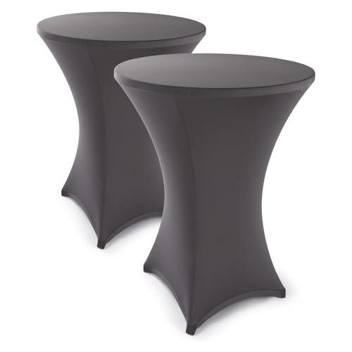 Blumtal 2er-Set Stretchbezug Stehtisch Hussen - Elegante Stehtischhusse für Bistrotisch Ø 70-75cm, Anthrazit