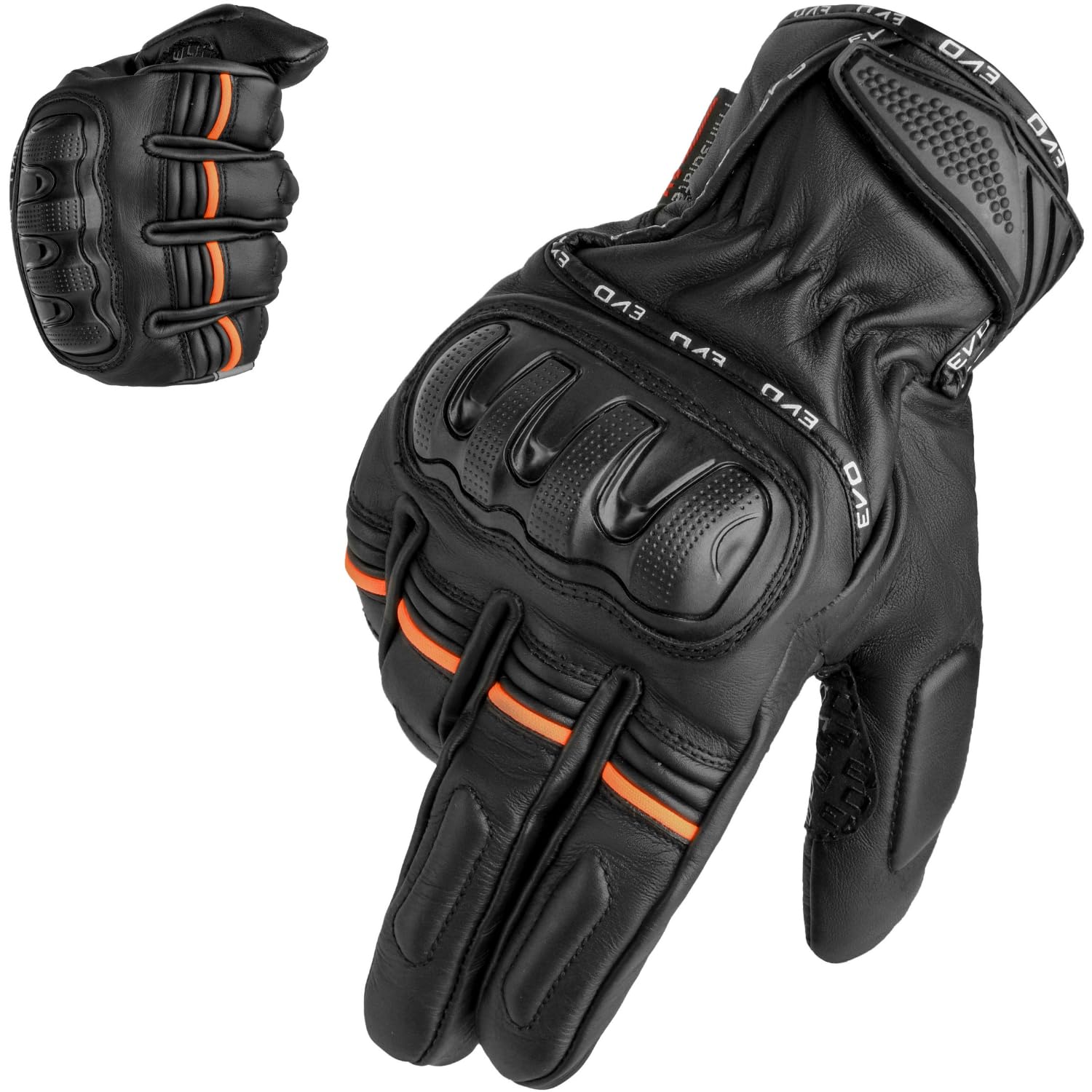 EVO Fitness Motorradhandschuhe Thinsulate 3M Hipora Winddicht Wasserdicht Winter Allwetter Thermo-Kohlefaser Knöchel Smartphone Touch kompatibel (M, Schwarz)