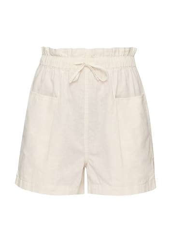 QS Damen 2147177 Short mit Bindegürtel, creme 0400, 34