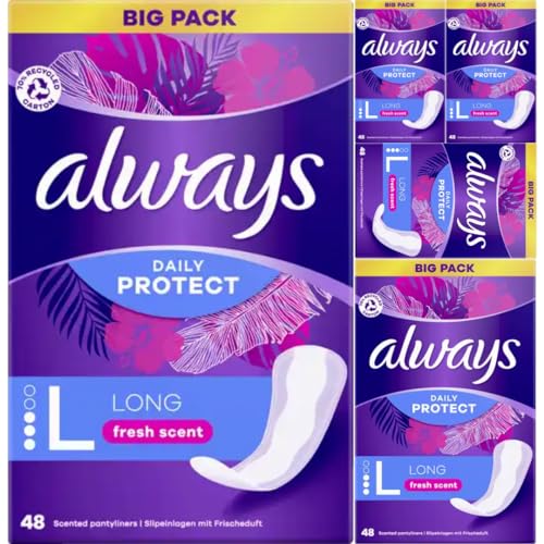 Daily Protect Slipeinlagen Long mit Frischeduft Big Pack Binden Pads Damenbinden 48 STÜCK x 5 Packungen