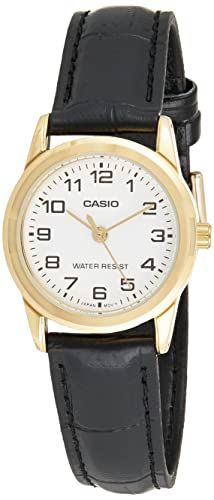 Casio Damen-Armbanduhr Analog Leder schwarz Quarz LTP-V001GL-7BUDF