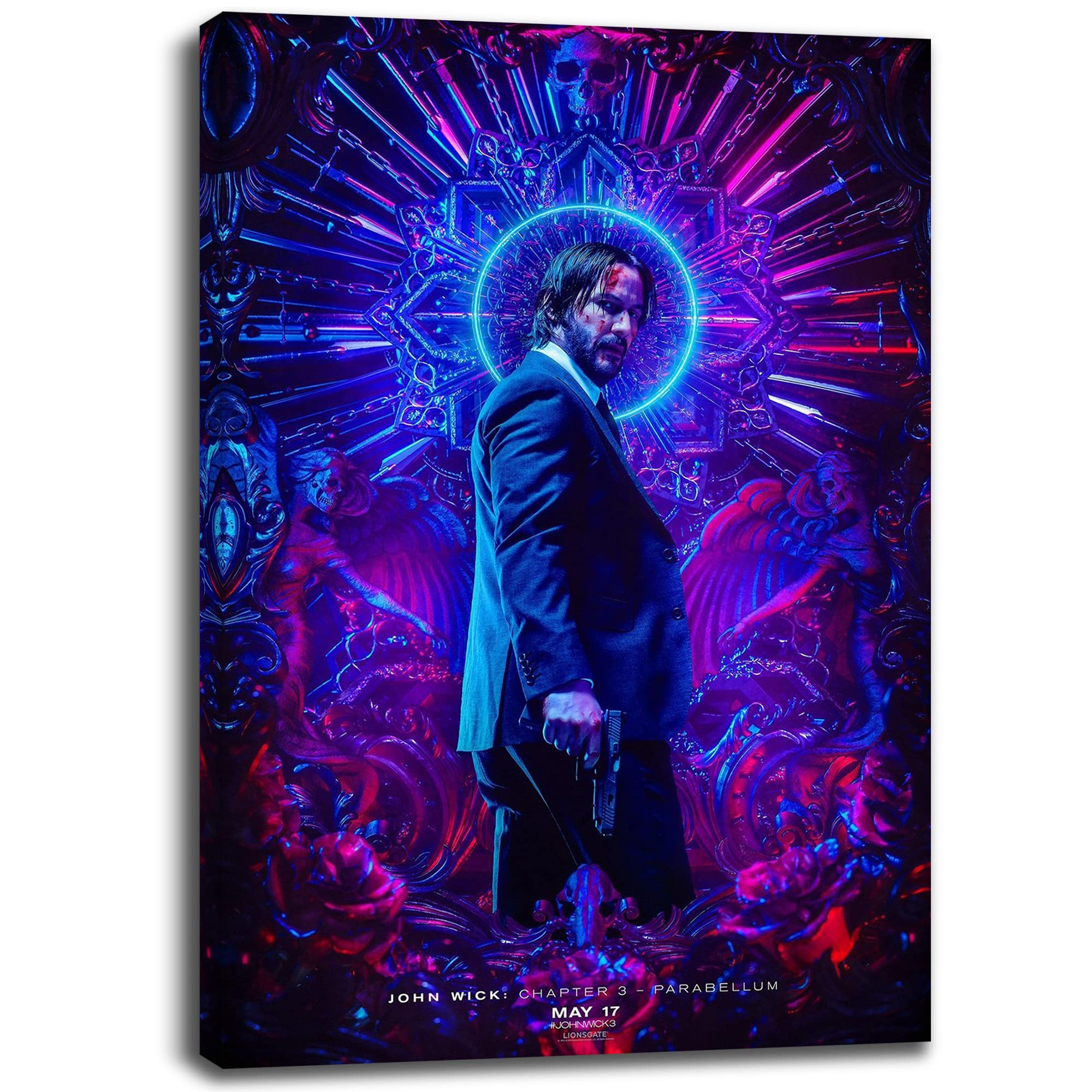 Artis Prints Leinwandbild John Wick, Cover, Neon-Farben, Film, Superhero, Klein bis XXL, Inneneinrichtung - Wohnzimmer - Wohnung, Dekoration