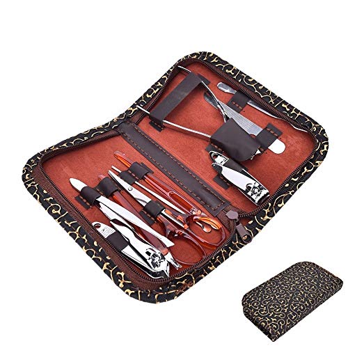 BONAD Zehennagelknipser 10 stücke Multifunktions Nagelschnipers Set Tragbare Reise Edelstahl Schwarz Pediküre Schere Tweezer Maniküre Set Kit Nagel Werkzeuge Nagelknipser-Set