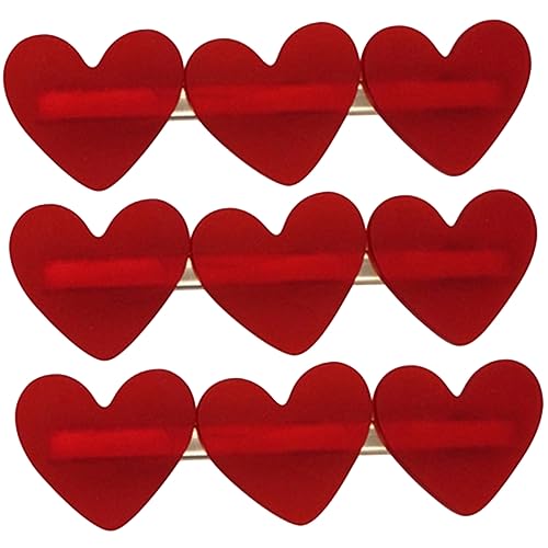 Haarspangen for Damen, Haarschmuck, 3 Stück, Haarnadeln in Liebesform, Haarspangen for Hochzeiten, rotes Herz, Haarschmuck, Herz-Haarspange, seitlicher Clip, Pony, Mädchen, Kunststoff (Farbe: Rot)(Col