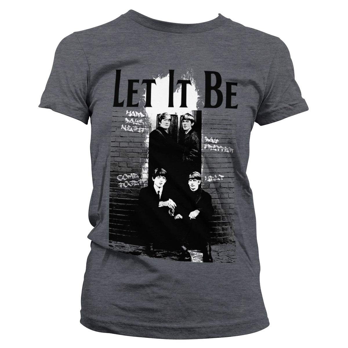 Offizielles Lizenzprodukt Beatles - Let It Be Damen T-Shirt (Dunkel Heather), Small