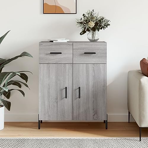 CCCINER Sideboard Grau Sonoma 69,5x34x90 cm Holzwerkstoff,Zeitloses Sideboard mit viel Stauraum und modernem Design für jedes Zuhause