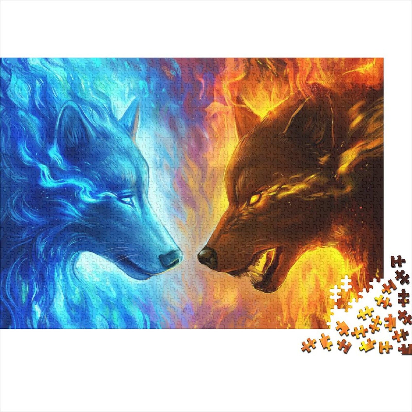 Tier-Wolf-Holzpuzzle für Teenager, Geschenke für Erwachsene, 1000 Teile, schwierige Puzzles, pädagogisches Stressabbau-Spielzeugpuzzle (Größe 75x50cm)