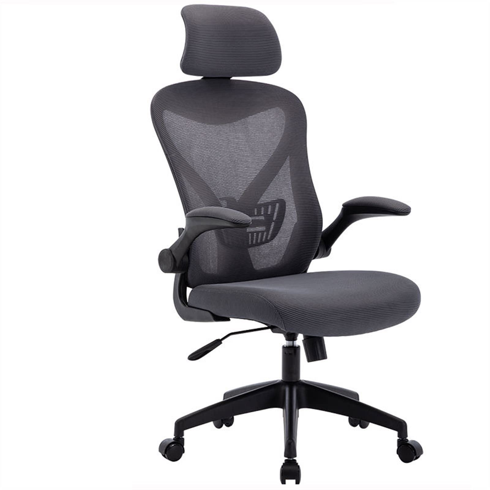 Bürostuhl Ergonomischer Ergonomischer Bürostuhl, Drehstuhl, Arbeitsstuhl, hohe Rückenlehne, Schreibtischstuhl mit Lordosenstütze, atmungsaktiver Netzrückenlehne, dickem Sitzkissen und verstellbarer Ko