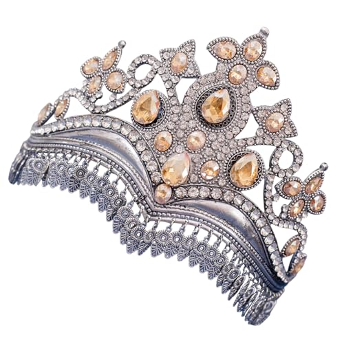 Fhkpsqkcn Elegante Braut-Strass-Krone, Diadem, handgefertigt, Kristalle, Kopfschmuck, verstellbar, Hochzeits-Kopfbedeckung, Zubehör für Frauen