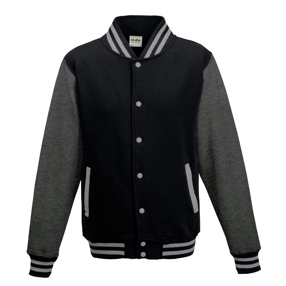 Just Hoods College Jacke 'Varsity Jacket, Tiefschwarz/Anthrazit, S