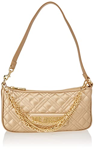 Love Moschino, Quilted Schultertasche 25 Cm in gold, Schultertaschen für Damen