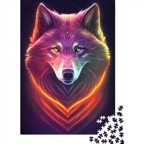 Mystischer Wolf, Holzpuzzle für Erwachsene und Jugendliche von Art Jigsaw Puzzles für Erwachsene, 500 Teile, Spielspielzeug für Erwachsene, Familienpuzzle, Geschenk (Größe 20,47 x 14,96 Zoll)