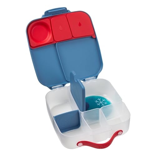 b.box Lunchbox mit blauem Schiefer für Kinder, Silikon-Lebensmittelbehälter mit verstellbaren Trennwänden, Blue Blaze