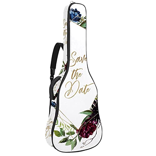 Gitarrentasche Schutz- und Transporttasche für akustische und klassische Gitarren wasserfest und gepolstert Aquarell speichern Sie das Datum 108.9x42.9x11.9 cm