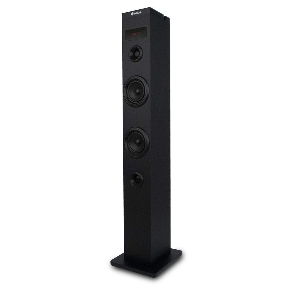 NGS SKY CHARM - 50W Bluetooth Sound Tower mit Fernbedienung, Optischem Eingang, USB, FM Radio und AUX IN (Schwarz)