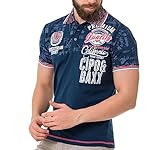 Cipo & Baxx Herren Poloshirt Print Polokragen T-Shirt Kurzarm CT738 Navyblau M