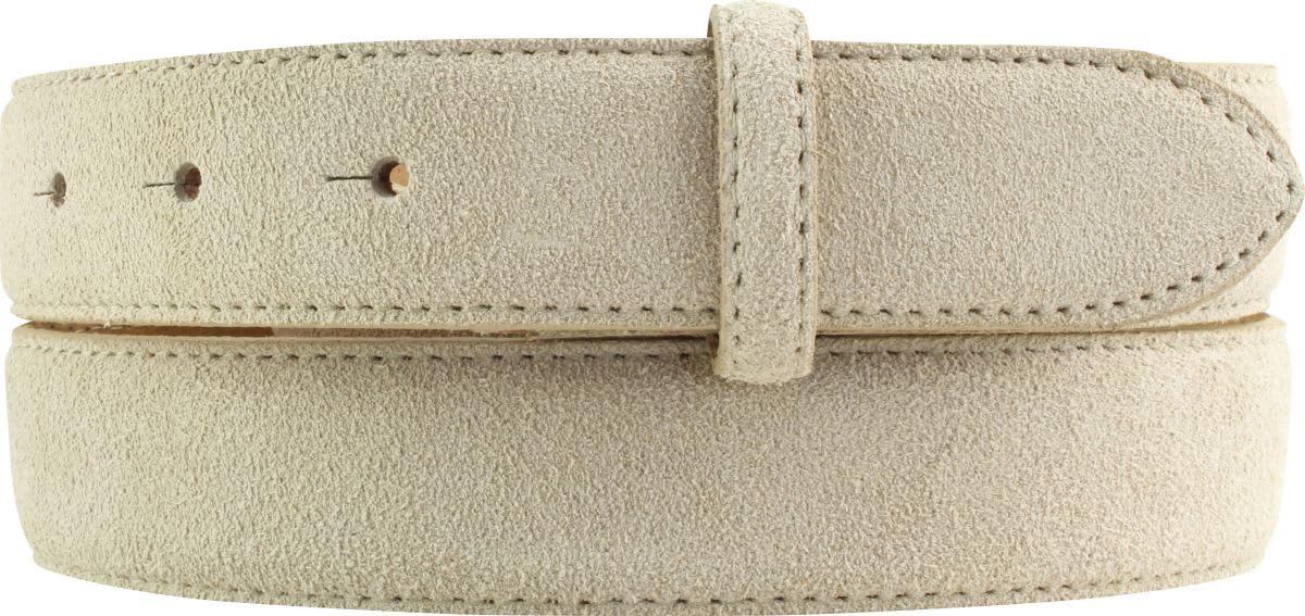 BELTINGER Gürtel aus Veloursleder ohne Schnalle 3,0 cm | Velour-Ledergürtel für Damen Herren 30mm | Wildleder-Gürtel | Beige 105cm