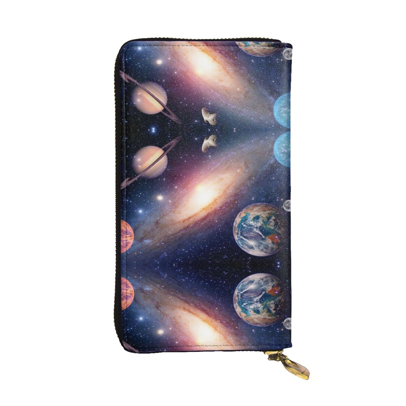 DMORJ Universe Galaxy Outer Space Leder lange Clutch-Brieftasche: 19 x 10 cm, bequem, leicht, wasserdicht, langlebig, schönes Geschenk, Schwarz, Einheitsgröße, Schwarz , Einheitsgröße