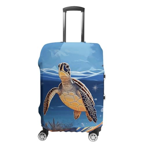 CSGJMYGS Reisegepäck-Abdeckung, elastisch, waschbar, modisch, kratzfest, Schildkröte am Strand, Koffer-Schutz, passend für 45,7 - 81,3 cm Gepäck, Stil:, L