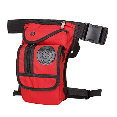 Motorrad Beintasche Leinwand Drop Beinbeutel Motorrad Mehrzweck Messenger Umhängetasche Gürtel Hüfte Bum Taille Fanny Pack Motorrad Tasche Bein(Red)