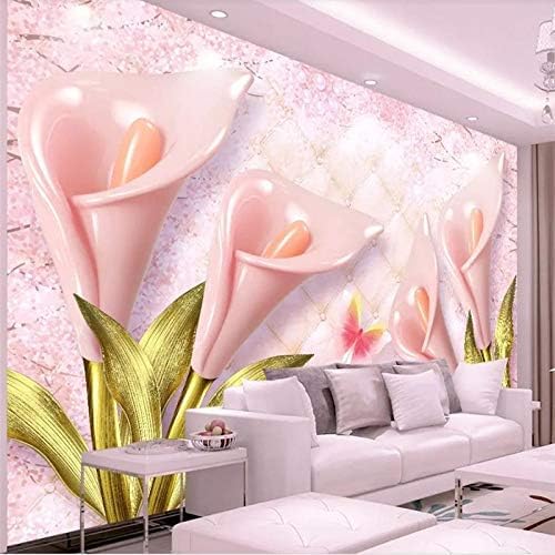 XLMING Jade-Schmuck Rose Und Iris Calla Lily Küche Esszimmer Arbeitszimmer Wohnzimmer TV Hintergrund Wand 3D Tapete-400cm×280cm