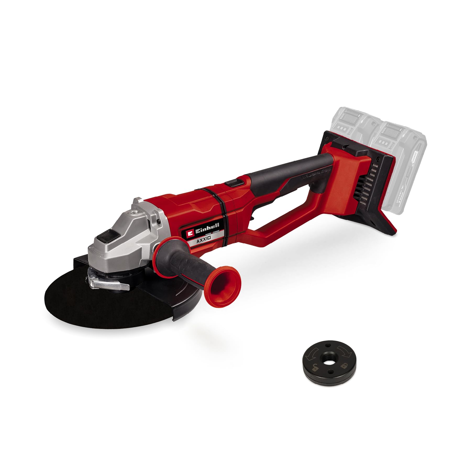 Einhell Professional Akku-Winkelschleifer AXXIO 36/230 Q Power X-Change (36 V, 2200 W, 230 mm Scheiben-Ø, 70 mm Schnitttiefe, Brushless, Quick-Fix-Nut, ohne Trennscheibe, ohne Akku)