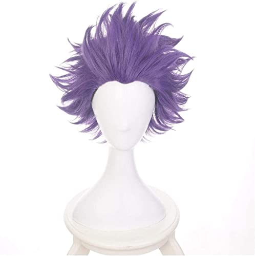 LINLINCD-Anime Coser Wig Anime Cosplay Perücke My Hero Academia Shinso Hitoso Hitoshi Anime Messen Halloween Party Karneval Perücke Männer und Frauen Perücke Anime Fans Geschenk (Purple Shorts Haar)