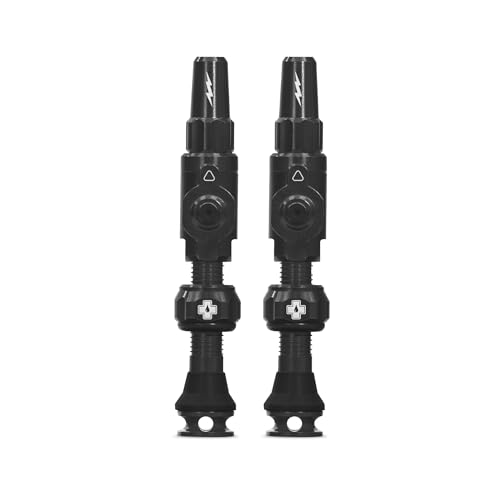 Muc-Off Big Bore Lite Tubeless Valves, Black 35mm - Precision Engineered Dust Caps for Bikes with Revolutionary Airflow Technology - Presta Valve Caps for Tubeless MTB/Road/Gravel Bikes