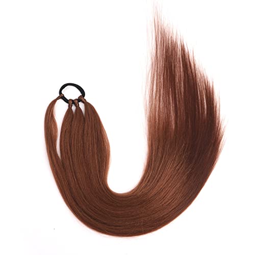 Pferdeschwanz Haarteil Band-Haarring, Ombre-Zopf, Pferdeschwanz-Erweiterung, synthetische Boxzöpfe, 66 cm, braun, umwickelbarer Chignon-Schwanz mit Gummi Pferdeschwanz Haarverlängerung(DARK BROWN_26IN