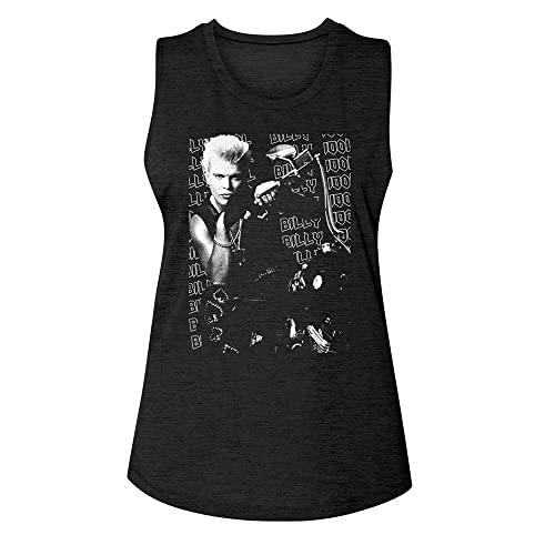 Billy Idol T-Shirt Motorrad Foto Damen ärmelloses Muskel-Tanktop 80er Jahre Musik Damen Sommer Tops, Schwarz, Klein