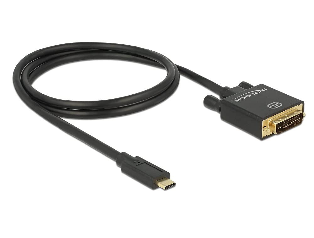 Delock Kabel USB Type-C Stecker > DVI 24+1 Stecker (DP Alt Mode) 4K 30 Hz 1 m schwarz