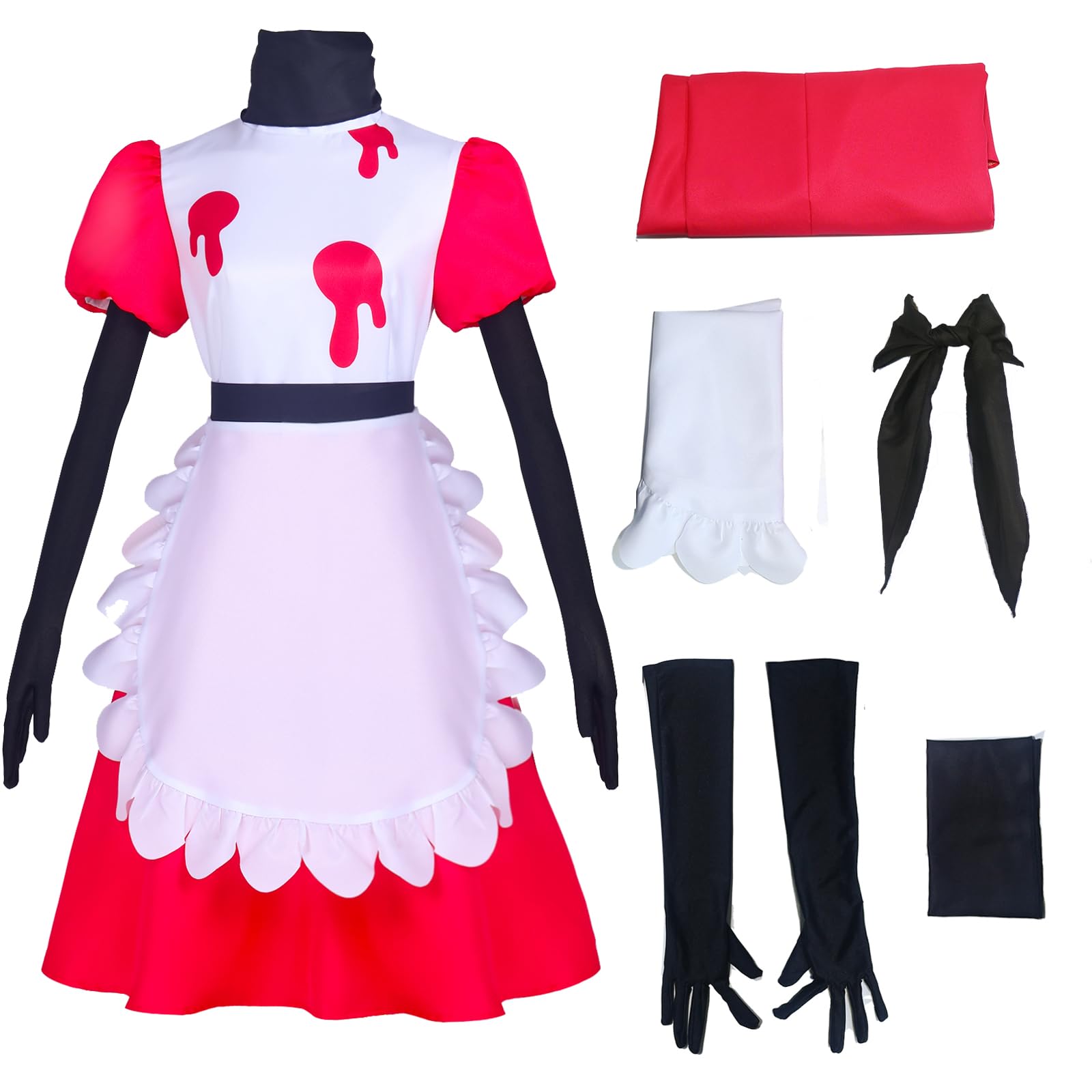 AYYOHON Niffty Kostüm Hazbin Nifty Cosplay Kleid für Erwachsene, Anime, Dienstmädchenkleid, Anzug, Halloween, Fasching, Outfits für Damen, Größe XS