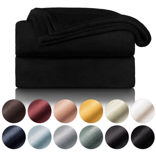 Blumtal Kuscheldecke aus Fleece - hochwertige Decke, Oeko-TEX® Zertifiziert in 270 x 230 cm, Kuscheldecke flauschig als Sofadecke, Tagesdecke oder Winterdecke, Schwarz