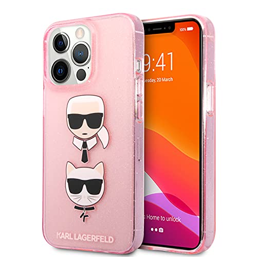 KARL LAGERFELD KLHCP13LKCTUGLP Hülle für iPhone 13 Pro / 13 6,1" rosa Glitter Karl`s & Choupette