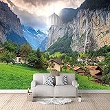 Klippen-Wasserfall-Szenerie 3D Tapeten Wanddekoration Fototapete Sofas Wohnzimmer Wandbild Schlafzimmer-400cm×280cm